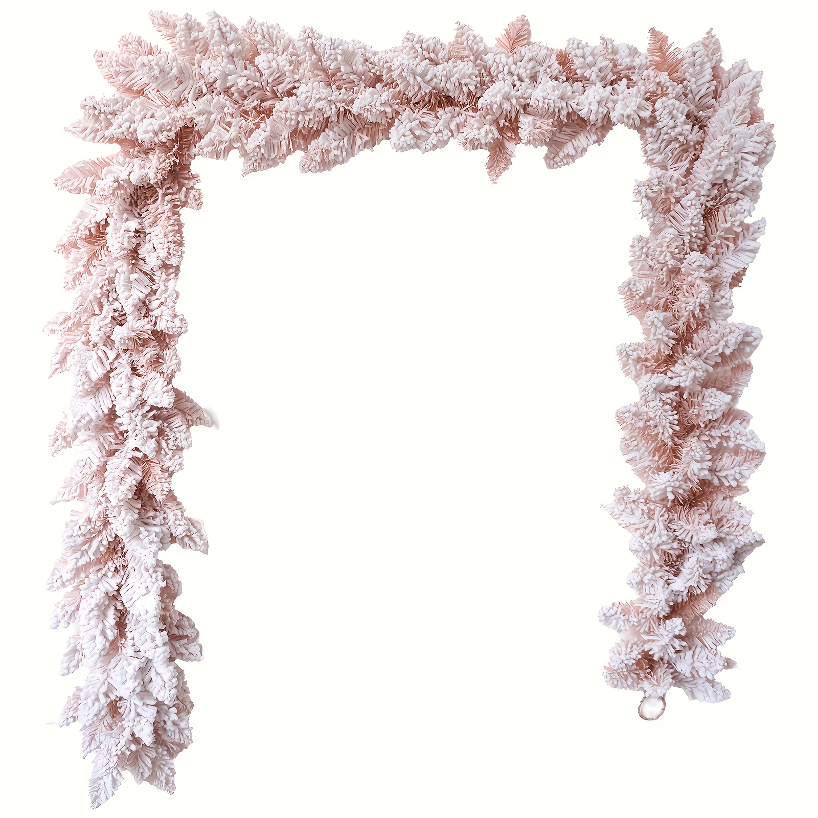 TEMU High-quality Large Pink Flocked Christmas Rattan With Artificial Pine Branches For Door Lintels, Staircases, And Fireplaces - Reusable Holiday