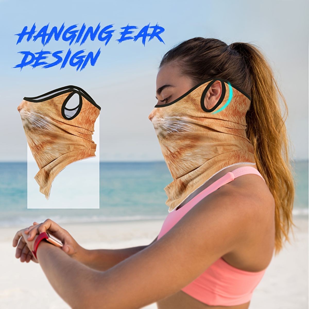 MVPTOO 3D Printed Scarf With Hanging Ear, Animal Bandana For Cycling, Balaclava Motorcycle Full Face Mask Cover, Outdoor Motorbike Racing Neck Gaiter Warmer details 4