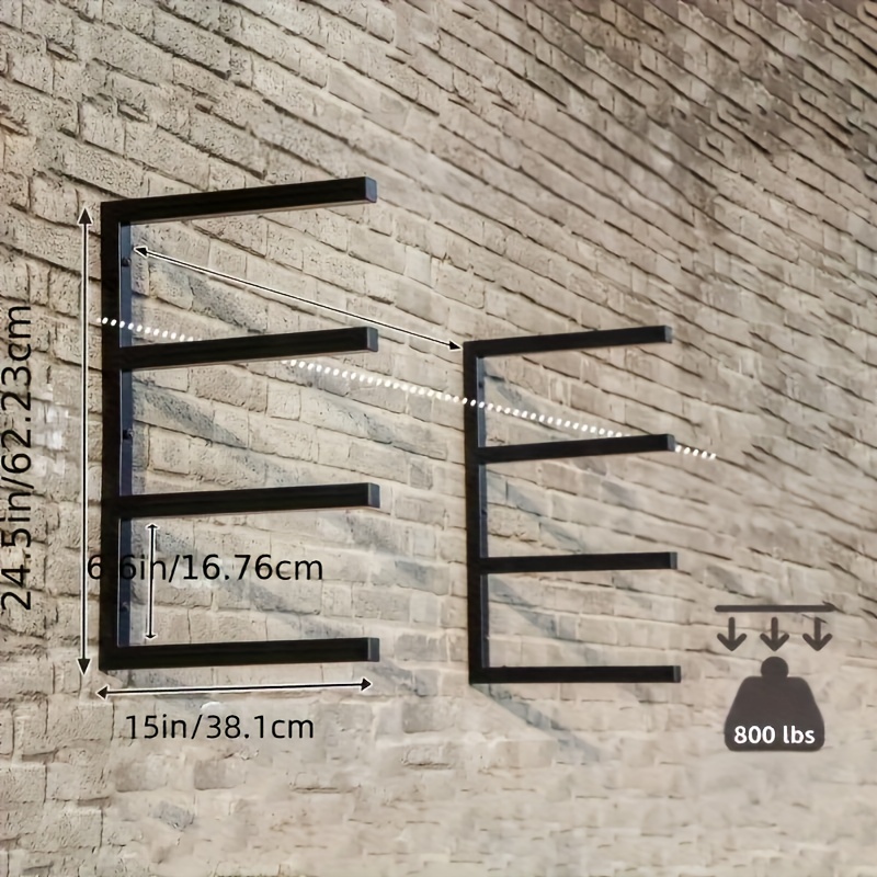 E-shop 3-4 Etagen Schwerlast-Metallregal, wandmontiertes Lagerregal, für den Innen-/Außenbereich, Schwarz, geeignet für Garage, Werkstatt, kleinen