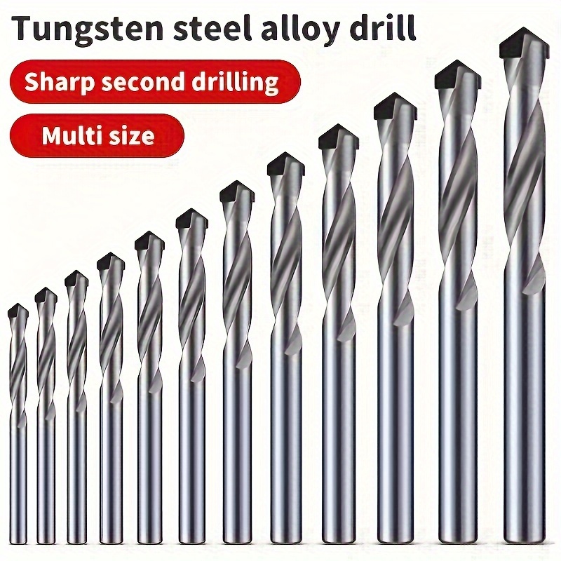 

10pcs Jeu de forets hélicoïdaux en acier tungstène - Multi-tailles, forets robustes pour acier inoxydable, alliage, tige ronde, cannelure hélicoïdale conventionnelle