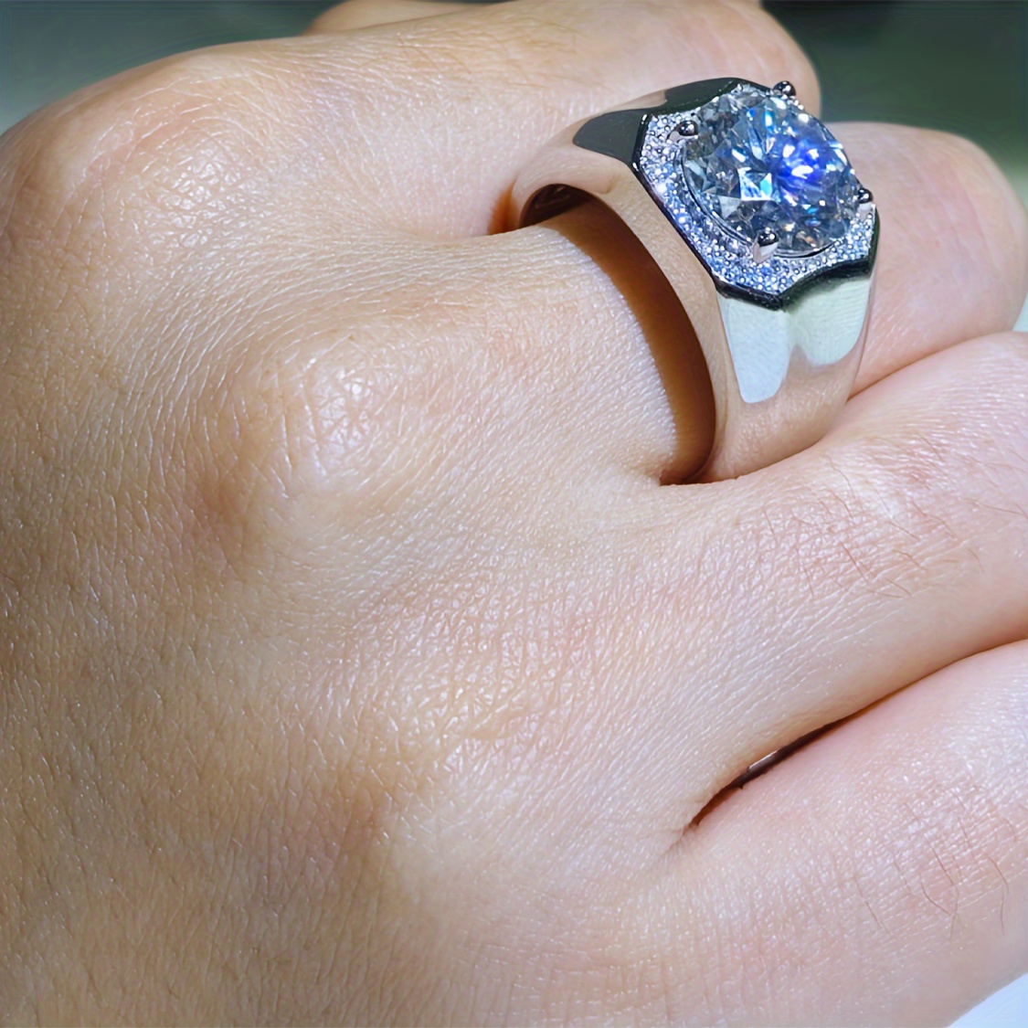 Image of 1pc S925 925 Silver Inlaid 5-carat Moissanite Ring, Classic , 925 Sterling 925 Silver With Moissanite, Perfect For Engagement, Party, And Daily Wear, Thanksgiving Gift Idea