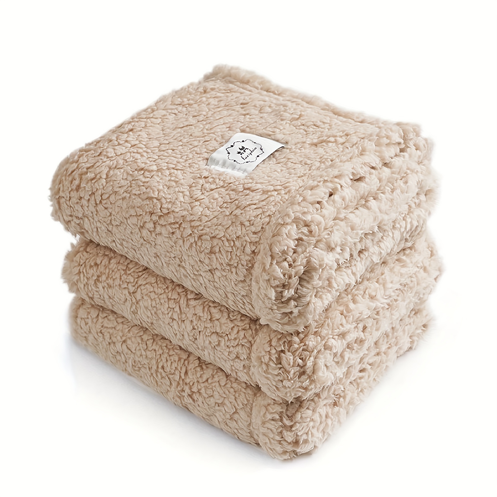 

1 Pack 3 Calming Blankets Fluffy Premium Fleece Pet Blanket Soft Sherpa Throw For Dog Puppy Cat Beige
