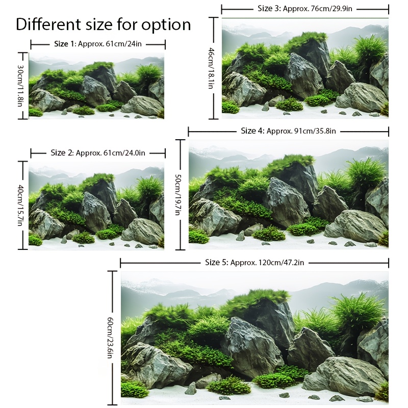 TEMU 1 Sheet Zen Garden Rock Landscape Sticker Mural For Fish Tank Decoration, , Sun-resistant For Home Or Office