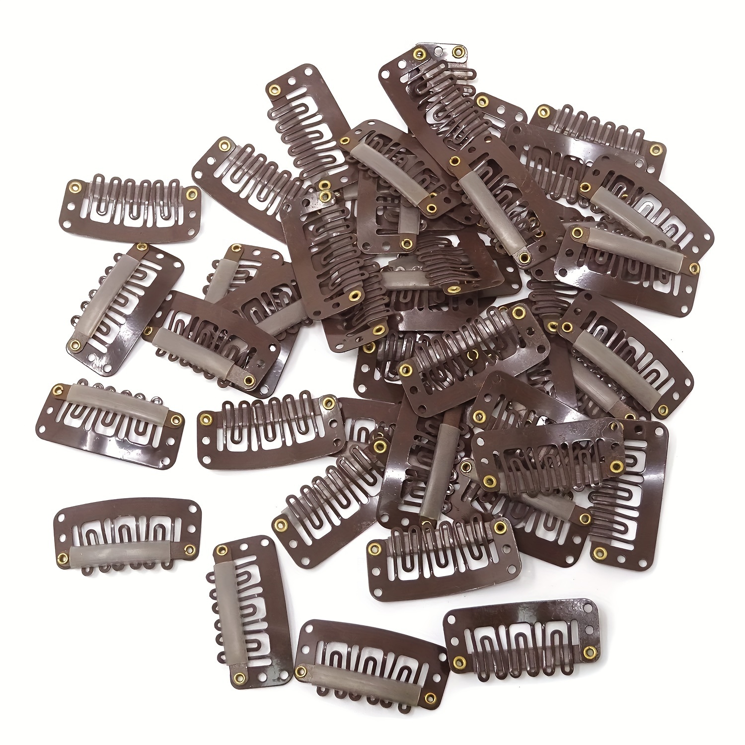 30pcs 32mm Hair Extension Clips 6 Teeth Wig Clips To Secure Wig Small Clips With Soft Rubber Metal Snap Wig Accessories For Women Men