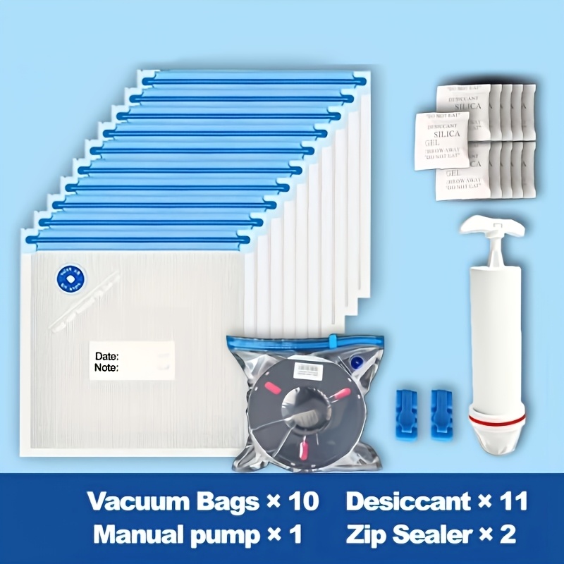 Image of Vacuum Sealed Filament Storage Bags X 10, Manual Pump X 1, Desiccant X 11, Zip Sealer X 2, Dust/moisture Proof, Perfect For 3d Printer Filament Organization & Dry Preservation (13.4 X 11.9 Inches)