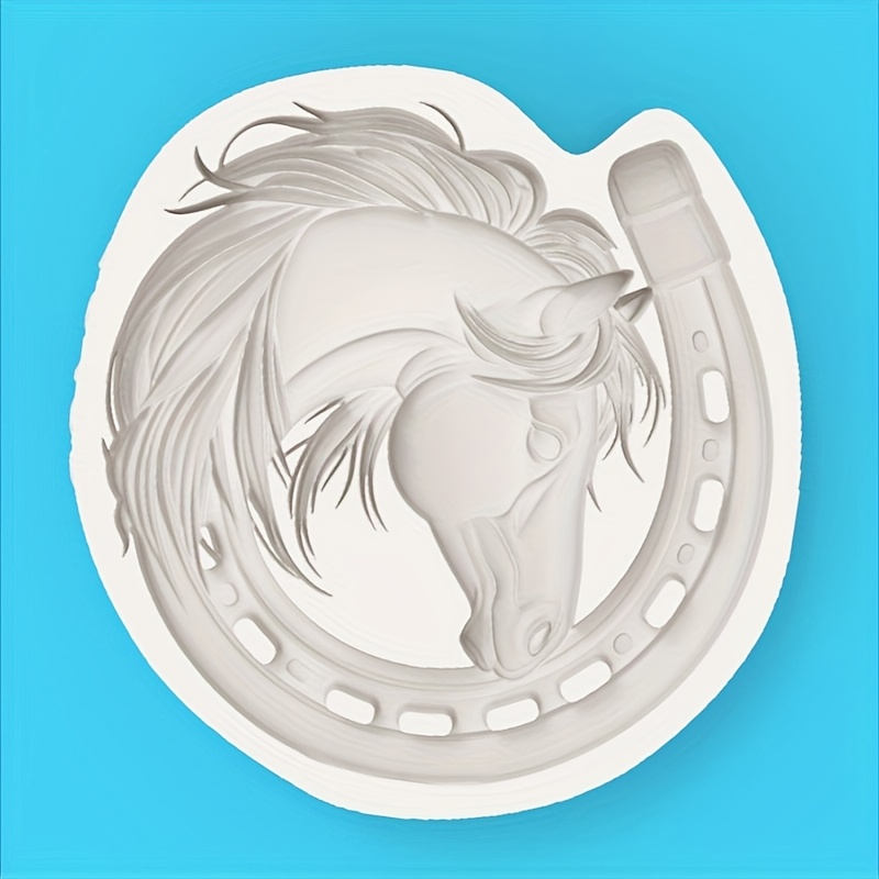 Horseshoe Horse Head Silicone Mold, Horseshoe Embedded Design, Fondant Chocolate Dessert Baking Mold