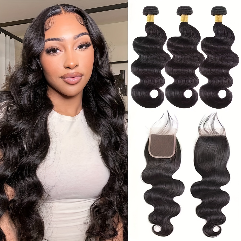 body   bundles with closure 100   brazilian body wave human hair weave with 4x4 free part lace closure   details 0