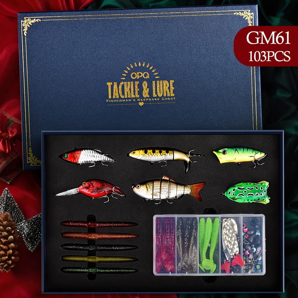 Fishing Gifts Fishing Lure Kit Set Fishing Tackle Gift Box Halloween Christmas Gift Birthday Gift For Husband Boyfriend Father Suitable For Freshwater And Saltwater Water
