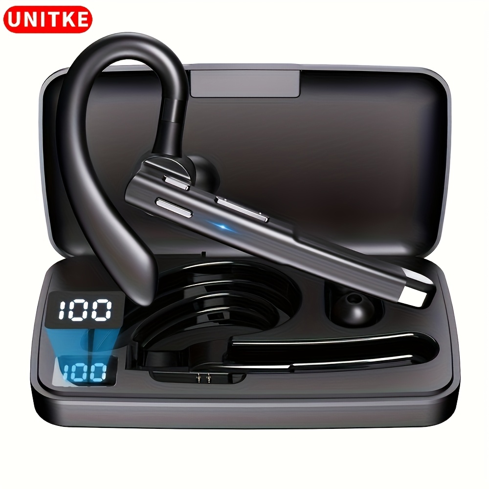 TEMU Wireless Headset For Work, 500 Hours Standby Time, 270-degree Rotatable Microphone With Led For Truck Driver Business And Travel, Single Earbud,