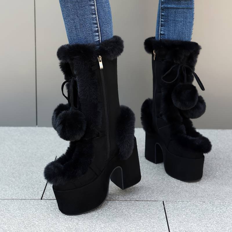 Bottes D'hiver Femme - Chaudes & Confortables, Doublure Fausse Fourrure, Semelle Antidérapante | Pour Extérieur
