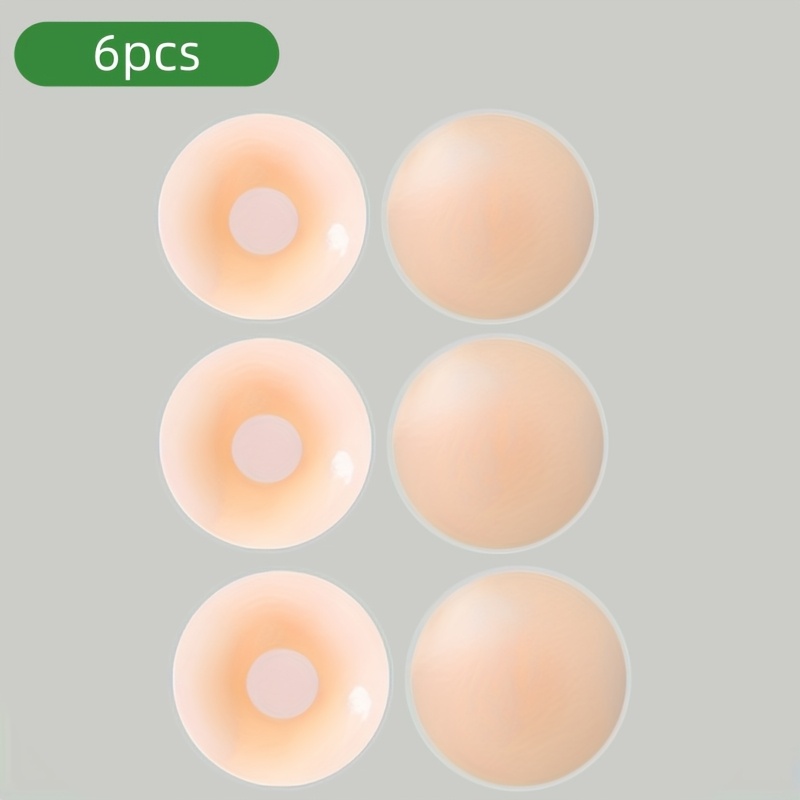 Image of 2/6/10pcs Reusable Silicone Women's Round Invisible Self-adhesive Anti-sagging Bra Pads | Non-textile, Solid Color, Bra Additions For Camisoles, Brand: