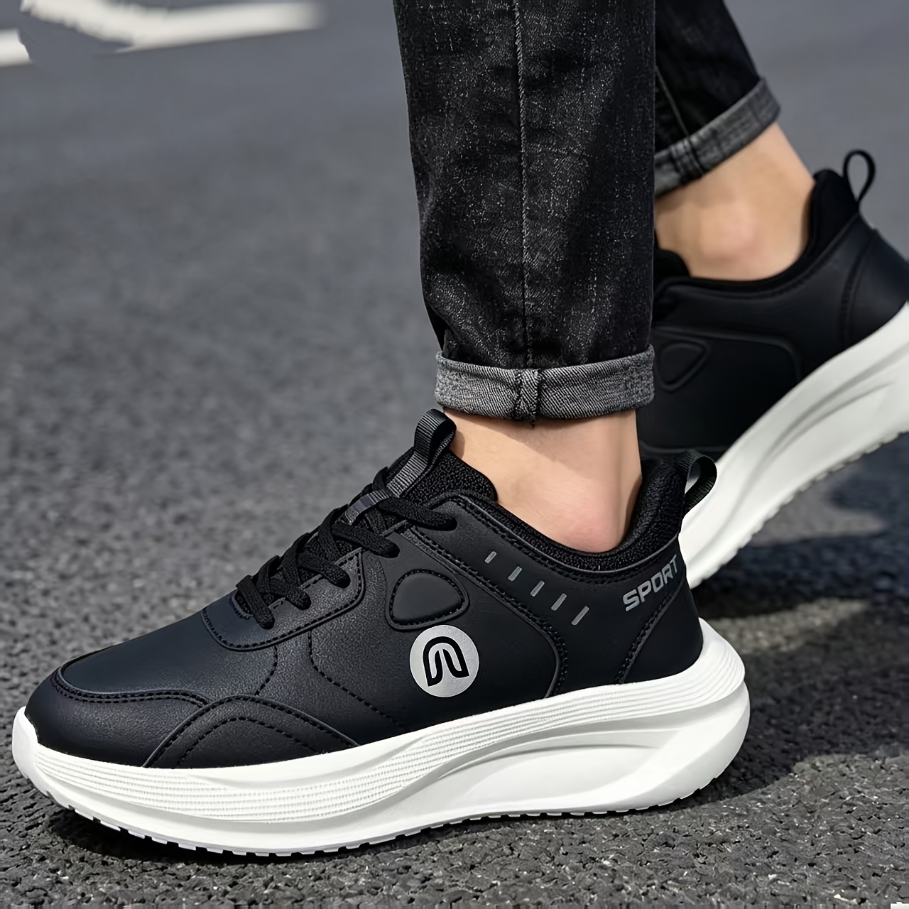 Men's Large Wide Width Sneakers with Thick Platform