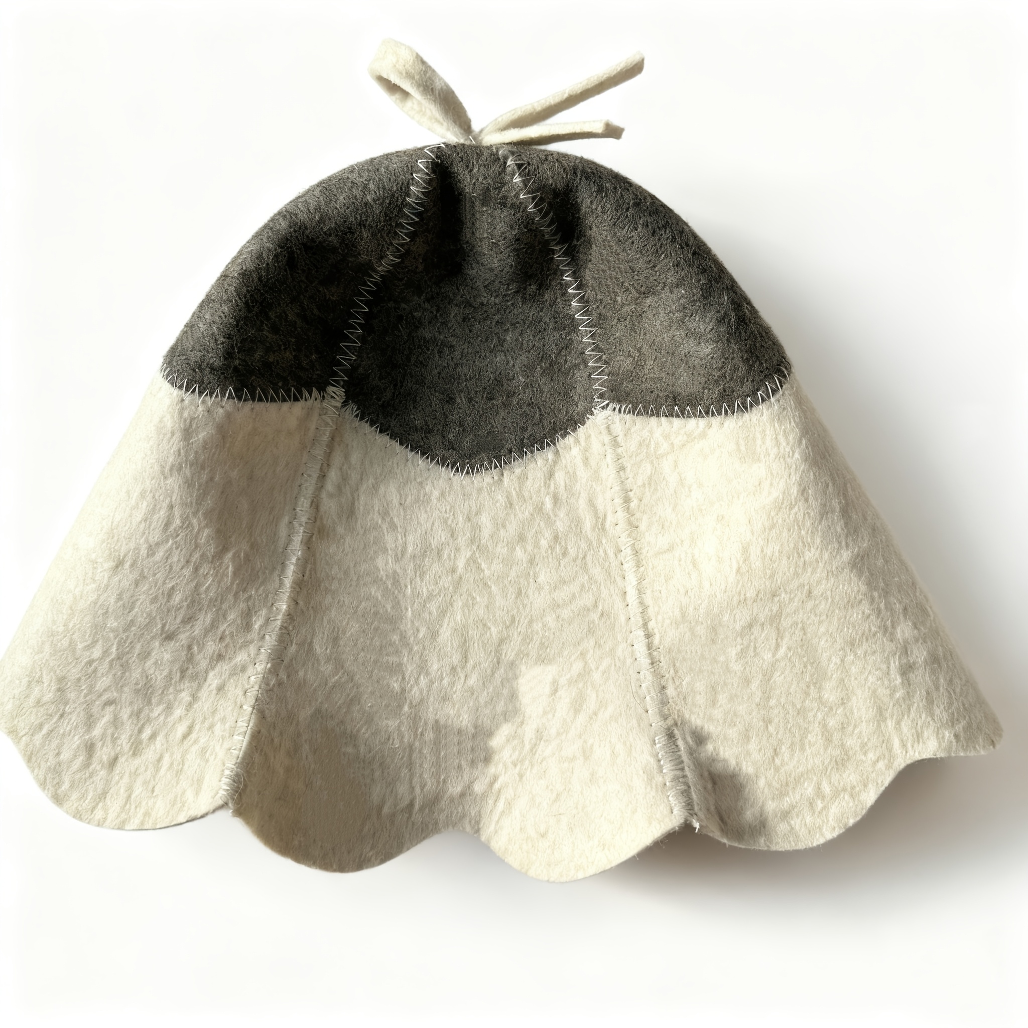 1/2pcs Wool Felt Gray And Block Single Loop Knot Cloud Shower Cap, Heat Insulating And Absorbent Sauna Cap, Not Washable