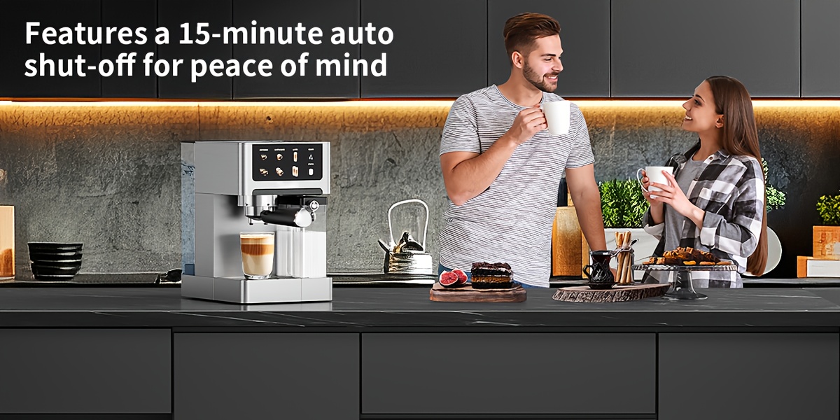 Espresso Coffee Machine, 20 Bar Pressure, 1.8L Water Tank | Automatic Milk Frother, Dual Boiler System, LCD Display, Stainless Steel, Perfect for Home Brewing Authentic Espresso, Cappuccino, and Latte