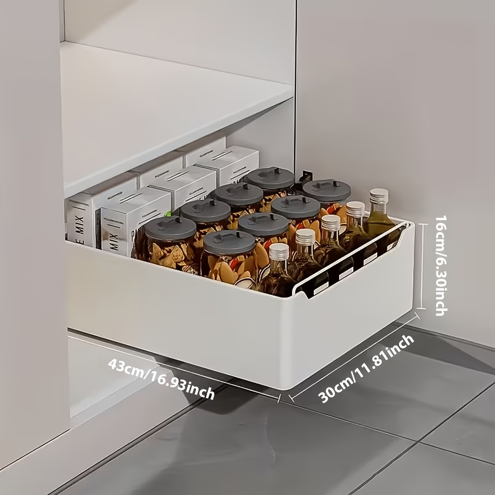TEMU 1pc Pull-out Cabinet Organizer, Pull- Under Sink Organizers And Storage, Large Capacity Sliding Drawer Shelf, Detachable And Durable Metal