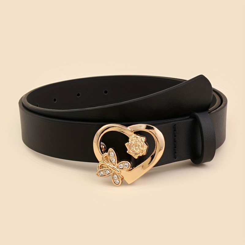 TEMU Women's Love Belt Diamond Belt Fashion Trend High-end Sense Dress Pants Decorative Belt