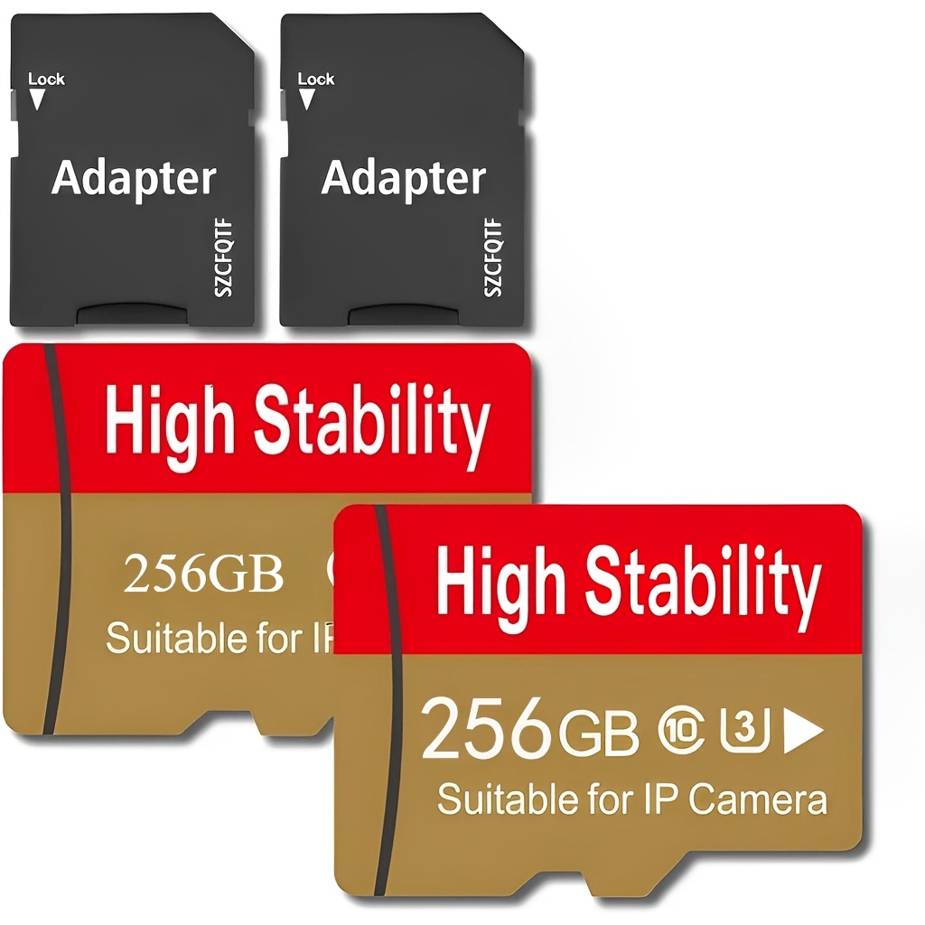 TEMU 2-pack 256gb Micro Tf Card | U3 V30 C10 High Stability, Suitable For Security Cameras, Gopros, Action/ Outdoor Cameras, Dashcams, Drones,