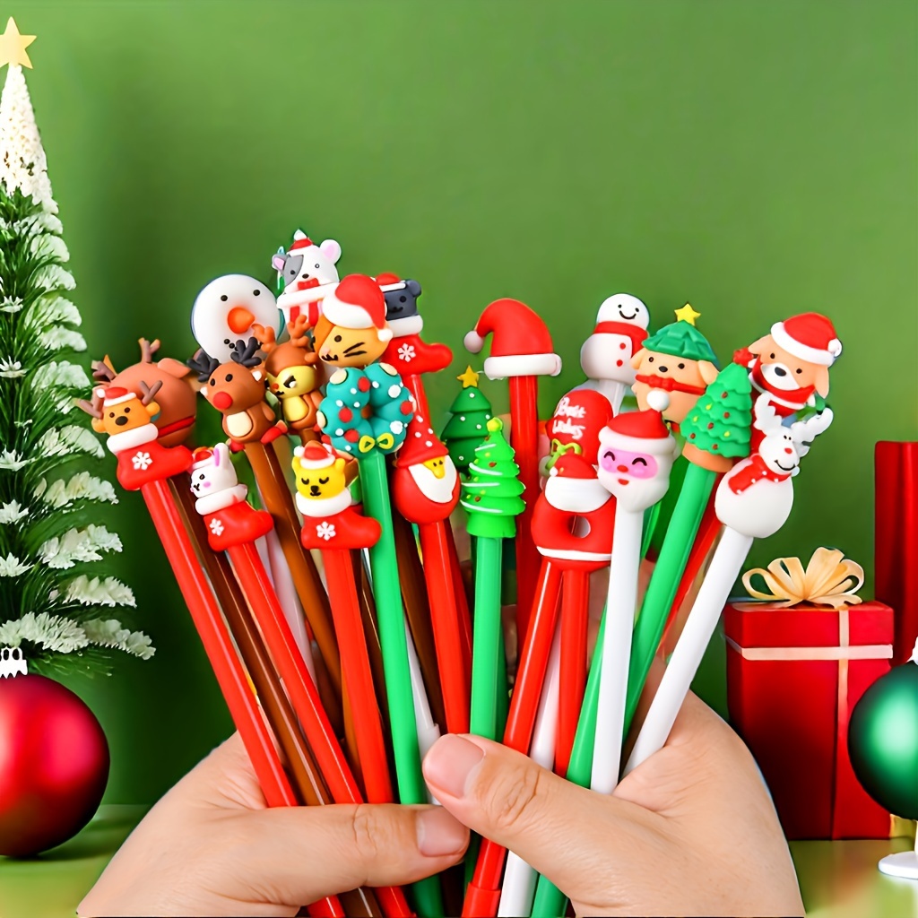 

Christmas Gel Pen Set, 10/30pcs Assorted Non-repeating Holiday Designs, Premium Plastic Writing Instruments, Fine Point, No Electricity Or Feathers Required, Gift For