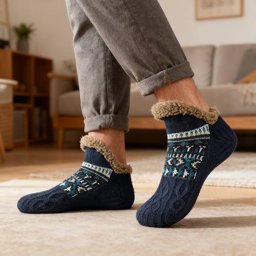 a pair of mens winter warm socks sleep socks lined and thickened floor socks