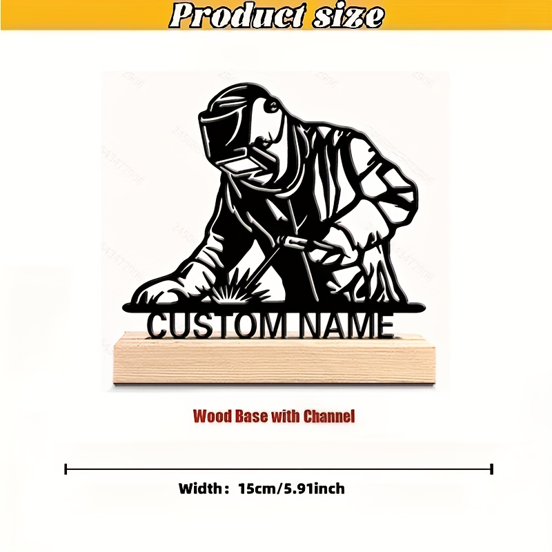 TEMU Figura Coleccionable 1pc Estatua de Soldador Personalizada - Escultura de Metal Pesado con de Soldador y Diseño de Herramientas, /Texto