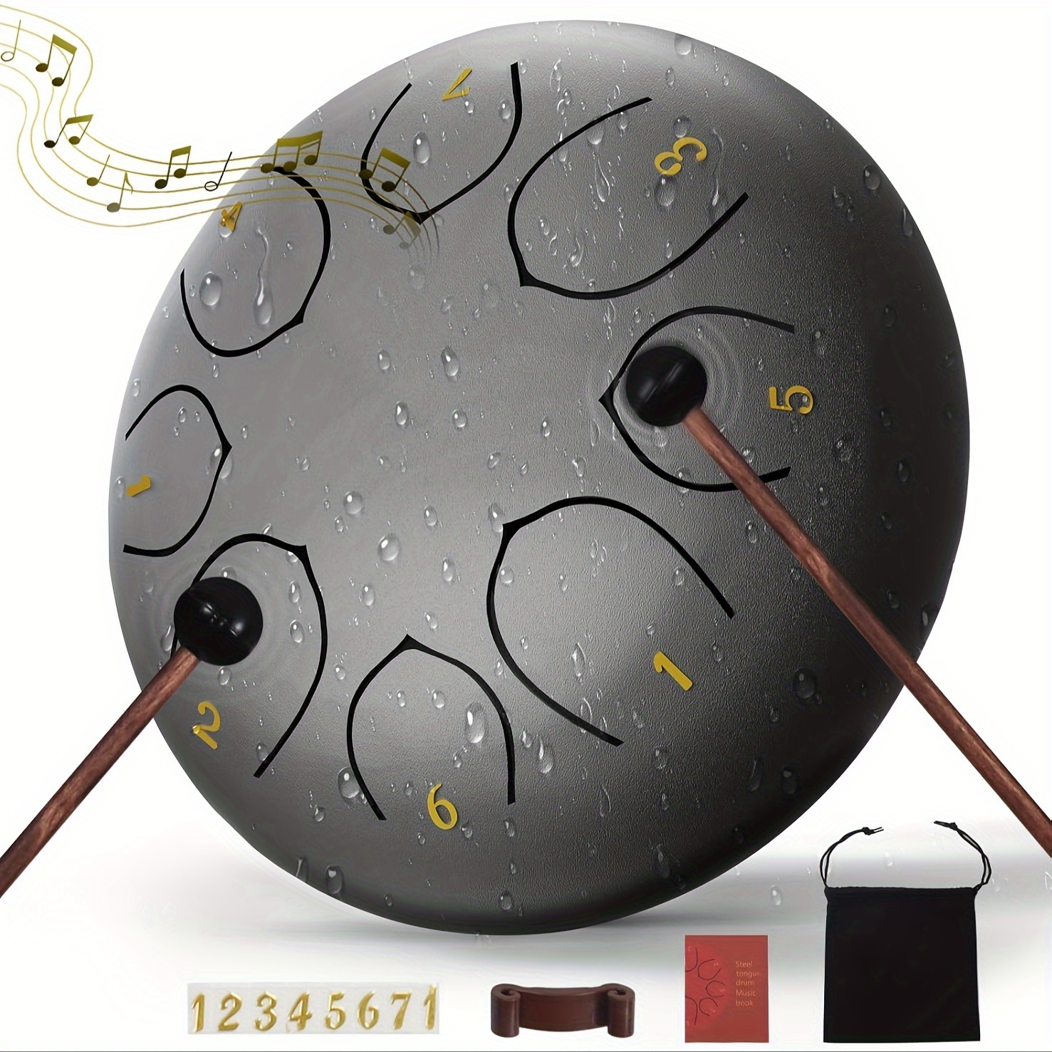 TEMU Rain Drum For Outside Garden, Steel Tongue Chakra Drum, 6 Inch 8 Note Garden Musical Instrument Rain Drum, Waterproof Rain Drum Wind Chime,