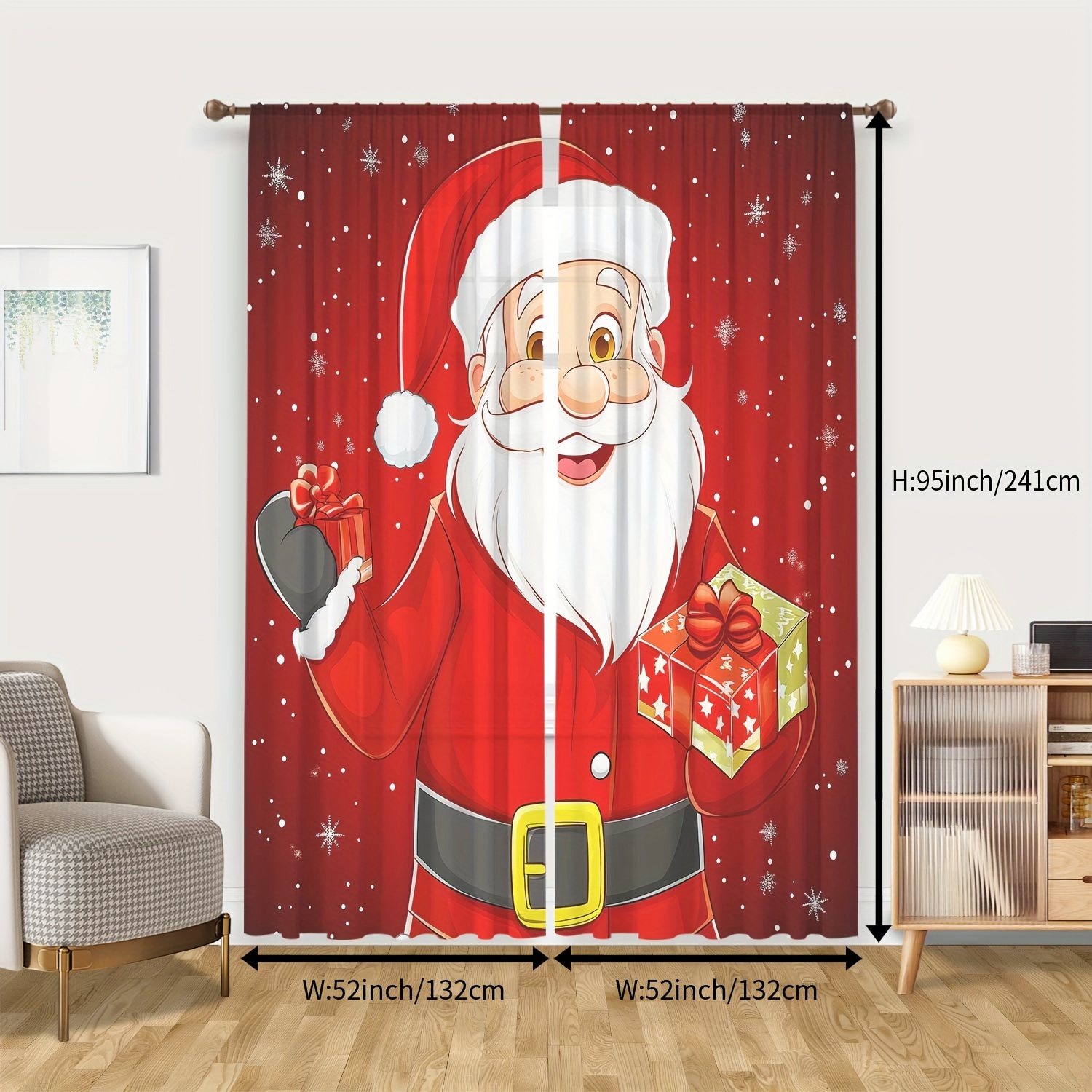 Decorazioni Natalizie Finestre Tende Mantovane Con Pupazzo Di Neve - Confezione Da 2, Decorazione Invernale Per Camera E Soggiorno Tende Festive - 4