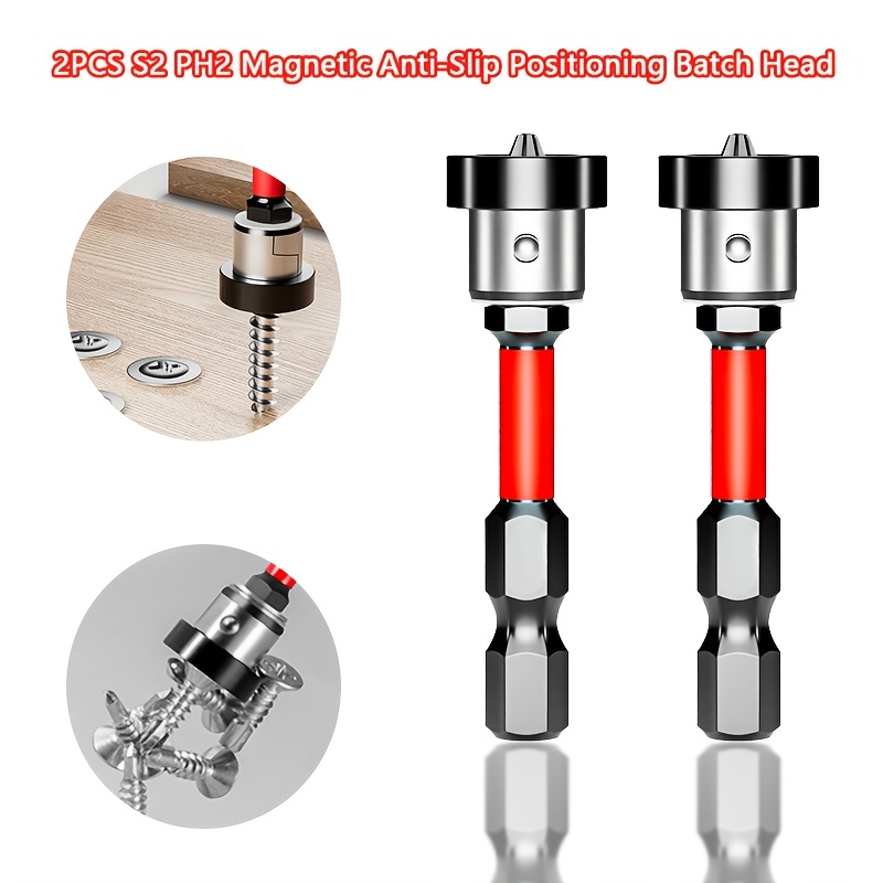 

2pcs S2 Steel Impact Drill Bits - Strong Magnetic, Anti-slip & With Hex Shank For Industrial Use, Positioning Head, Drill Bit Set