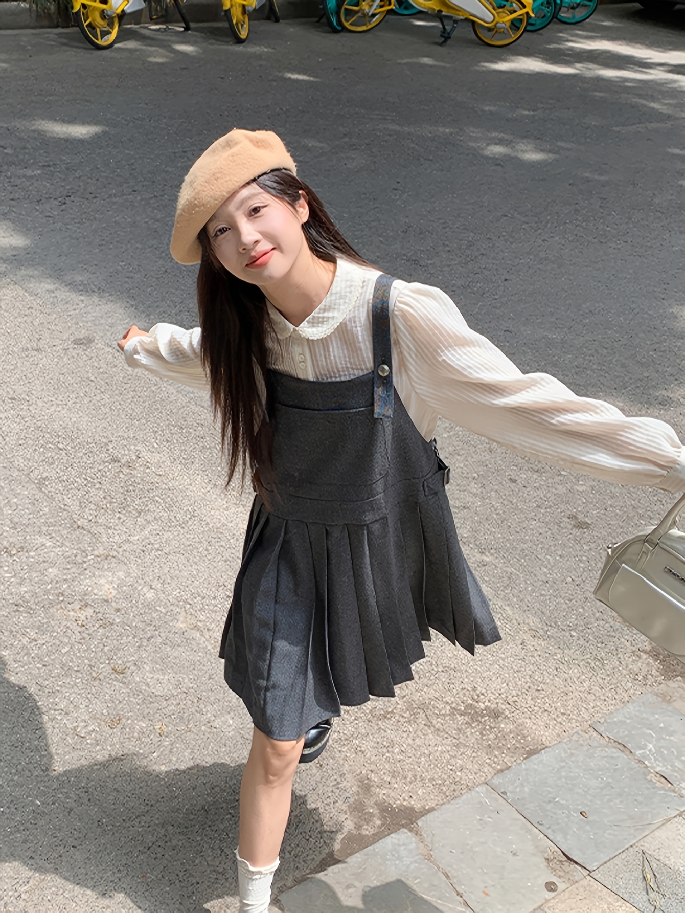 chinese dress ladies No.32 The Pinafore Dress in Carriage Green