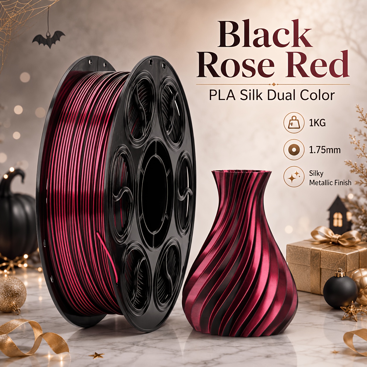 TEMU Filazoo Pla Filament 1.75mm, 1kg Spool, Metallic Shine 3d Printer Filament, Smooth Printing For Most Fdm 3d Printers