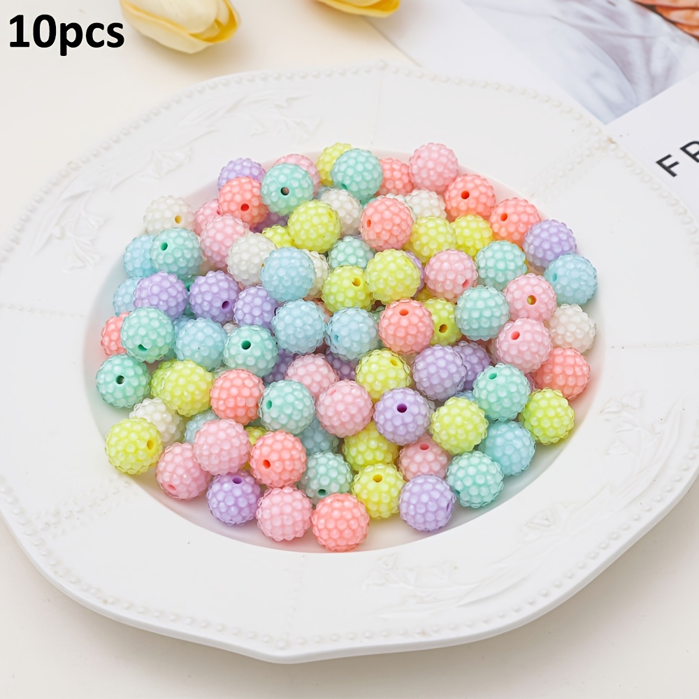 TEMU 10pcs Of 16mm Transparent Multicolor Resin Drill Beads, Exquisite Light-colored Round Beads, Suitable For Diy Keychains, Phone Charms, Beaded