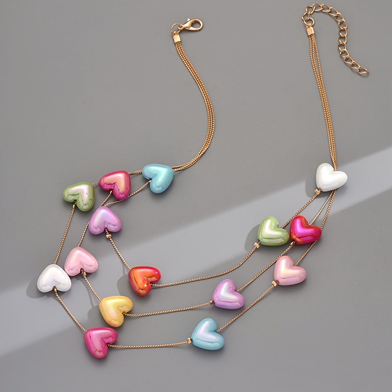 Bohemian Cute Heart Necklace Women's (heart Color Random)