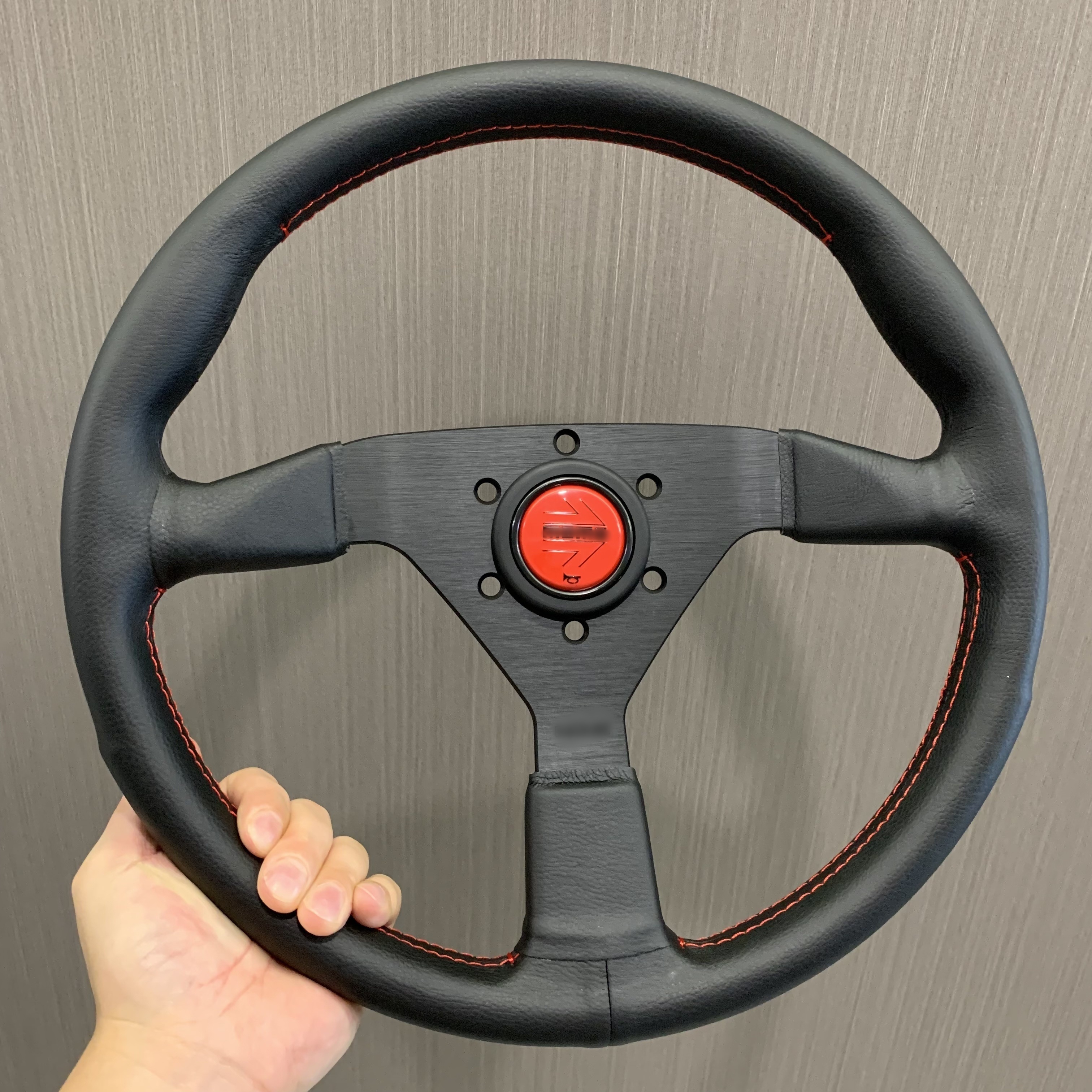 レーススタイルレザー製ステアリングホイール フロント配置 高