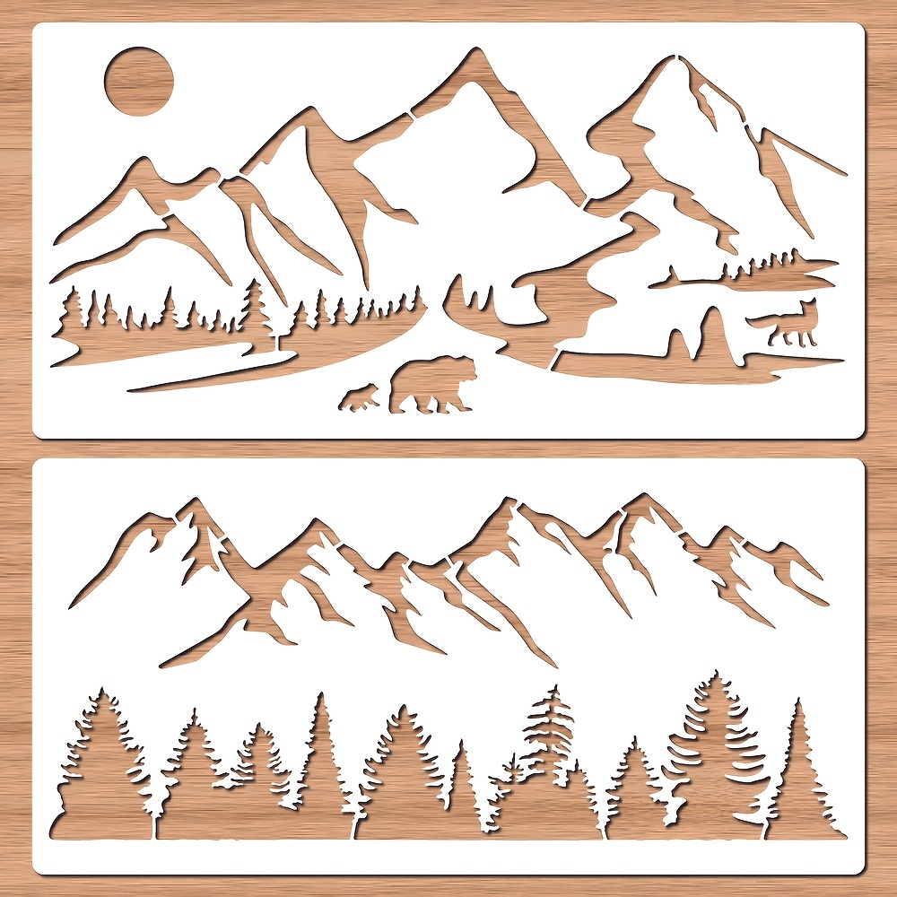 

2pcs And Animal Stencils, Plastic, Reusable Wood Burning And Painting Templates, 11.8 X 5.9 Inches, For Diy Crafts, , Fabric, And Furniture Decoration