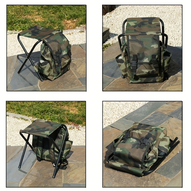 Durable Oxford Camo Foldable Chair Backpacks For Outdoor Hiking Camping  Fishing Portable Folding Stool Pack For Travel Picnic Random Pattern, Free  Shipping On Items Shipped From Temu