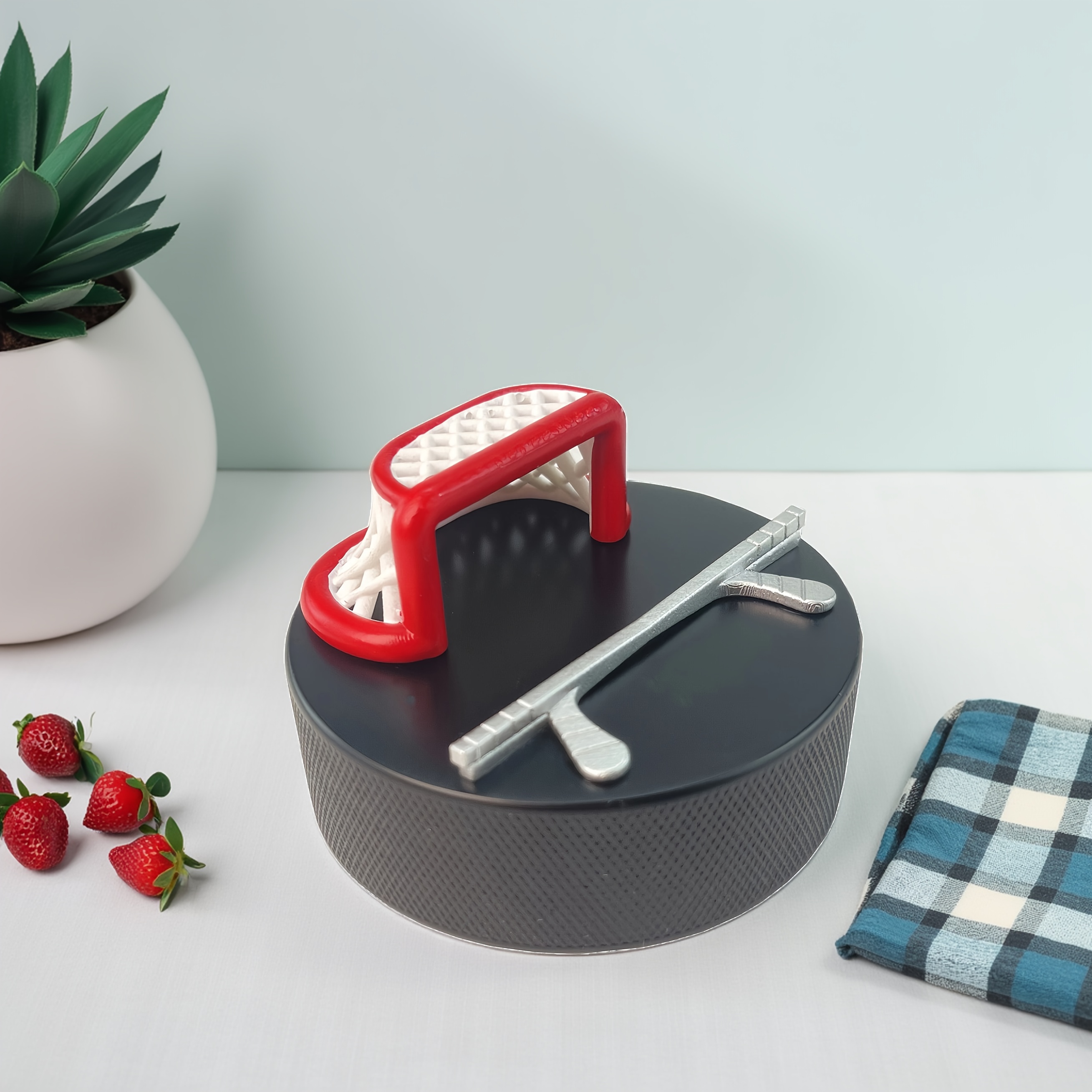 Image of 1pc Ice Hockey Phone Holder, Ice Hockey Rink Scene Phone Holder, Ice Hockey Holder