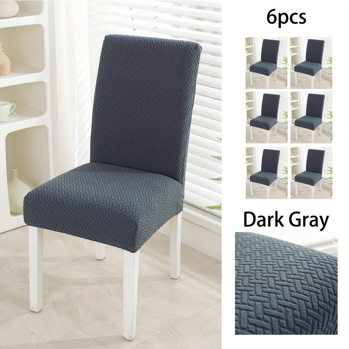Image of 4/6pcs Of New Jacquard Stretch Chair Cover, Hotel, Restaurant, Hotel, Home Dining Table And Chair Cover, Non-slip Wear- Chair Cushion, -one Four-season Dining Chair Cover