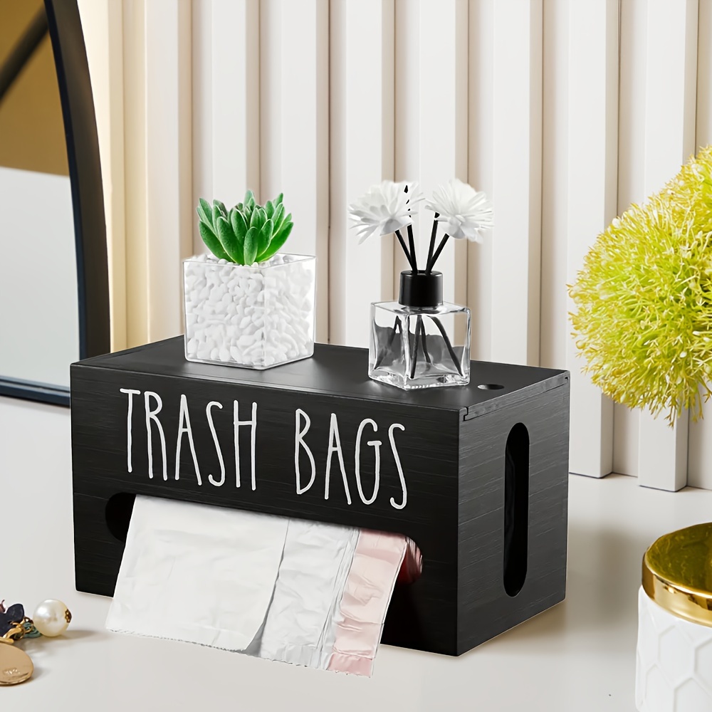 

1pc Trash Bag Dispenser, Trash Bag Storage Organizer, Wall Mount Wooden Trash Bag Roll Holder, For Living Room, Kitchen And Bathroom, Kitchen Accessories, Kitchen Storage And Organization