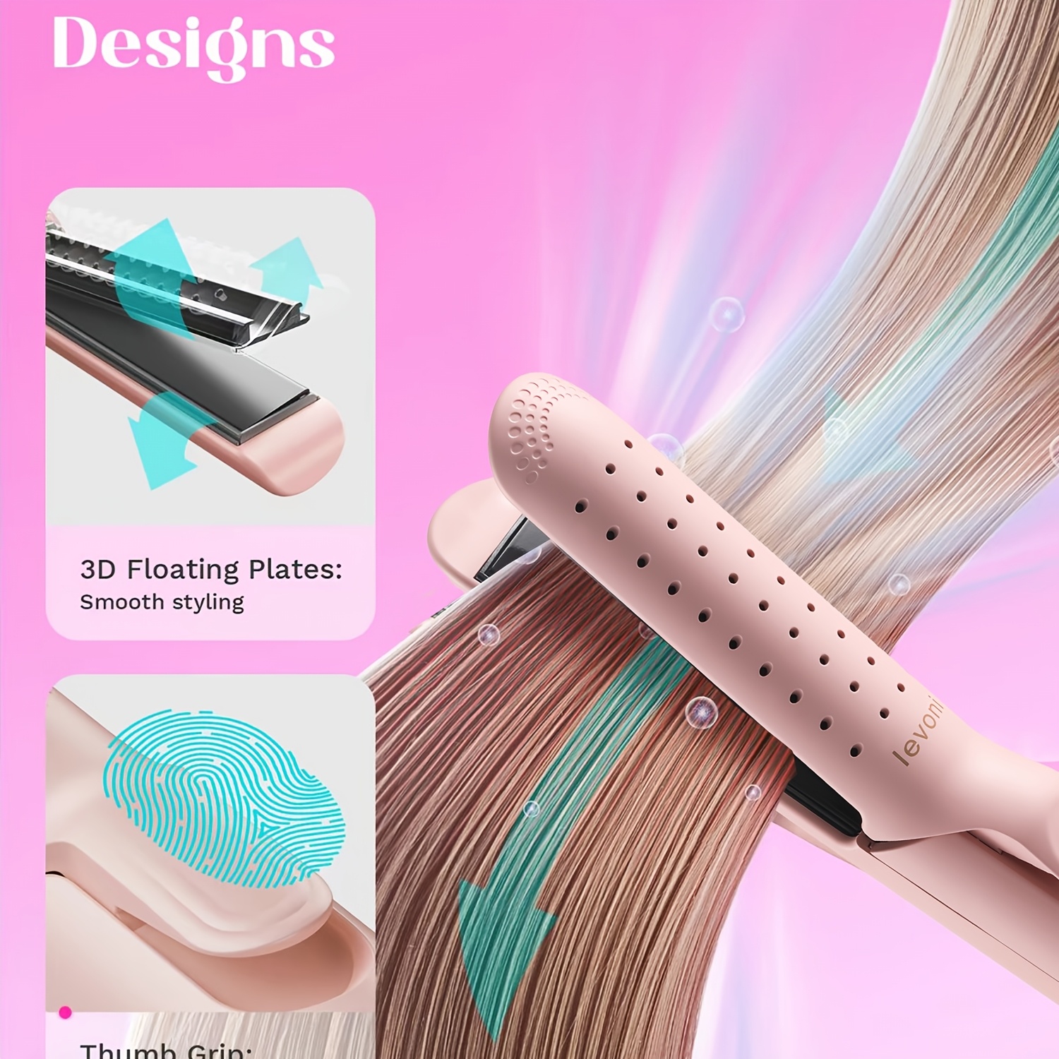 2 In 1 Pink Heated Curler Hair Straightener Curler Anti