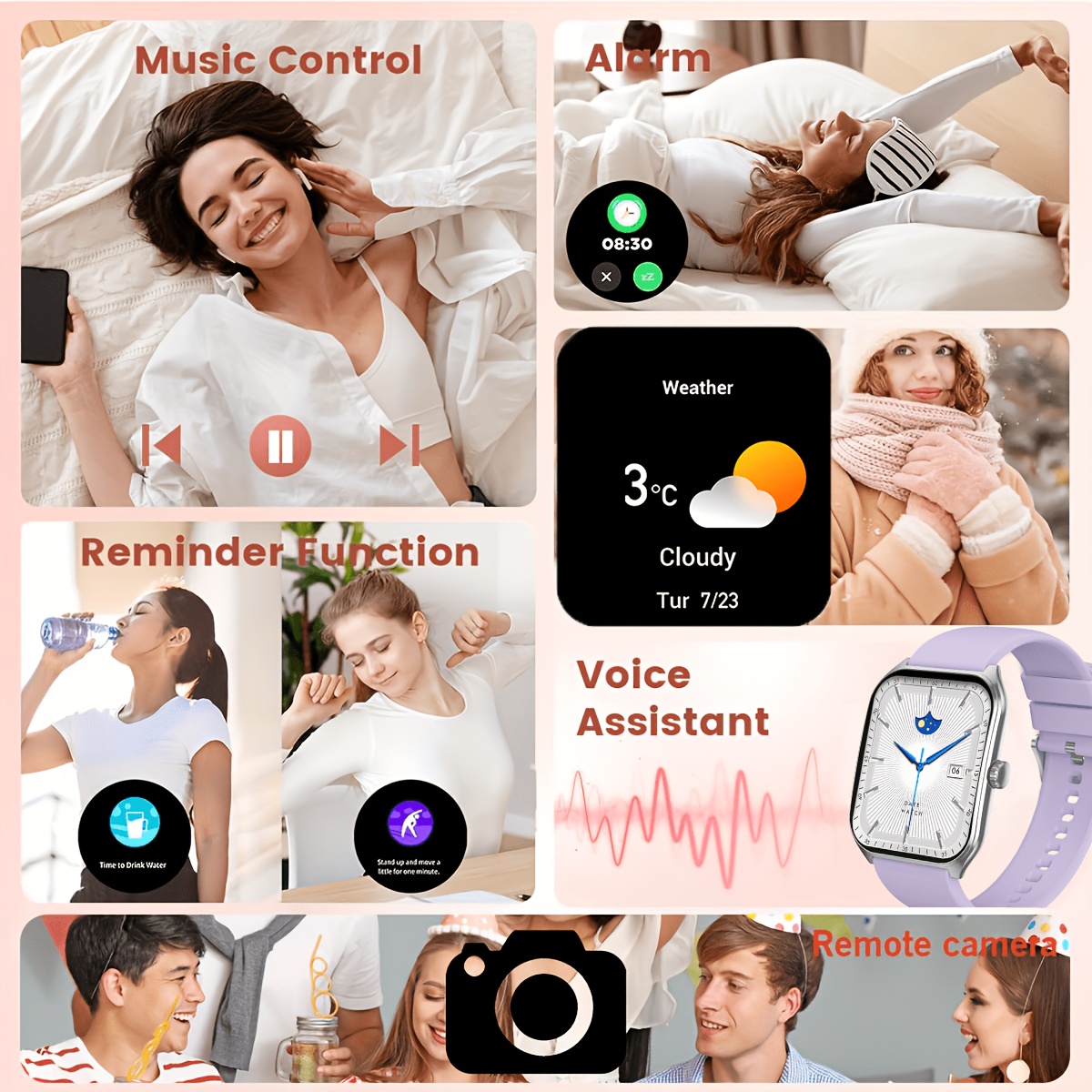 Aviwogr Ultra-Thin Smartwatch Compatible with Android/iPhone