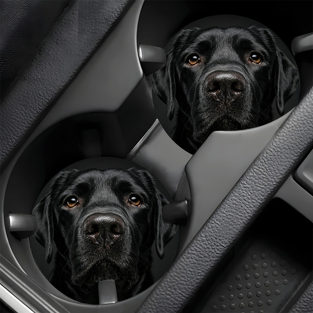 TEMU 2pcs 2d Printed Dog Theme Car Coasters - Non-slip And Durable, With Designs, Car Interior Additions, Everyday Use - Ideal Gift For Car