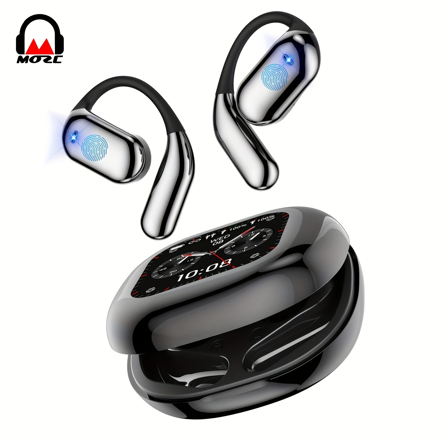 

Mozc Wireless Earbuds With Lcd Display - , Open Ear Earbuds Bone Conduction Earphone Bt 5.4 Ips Screen For Calls & Music , Remote Photography - Ideal For Sports & Entertainment