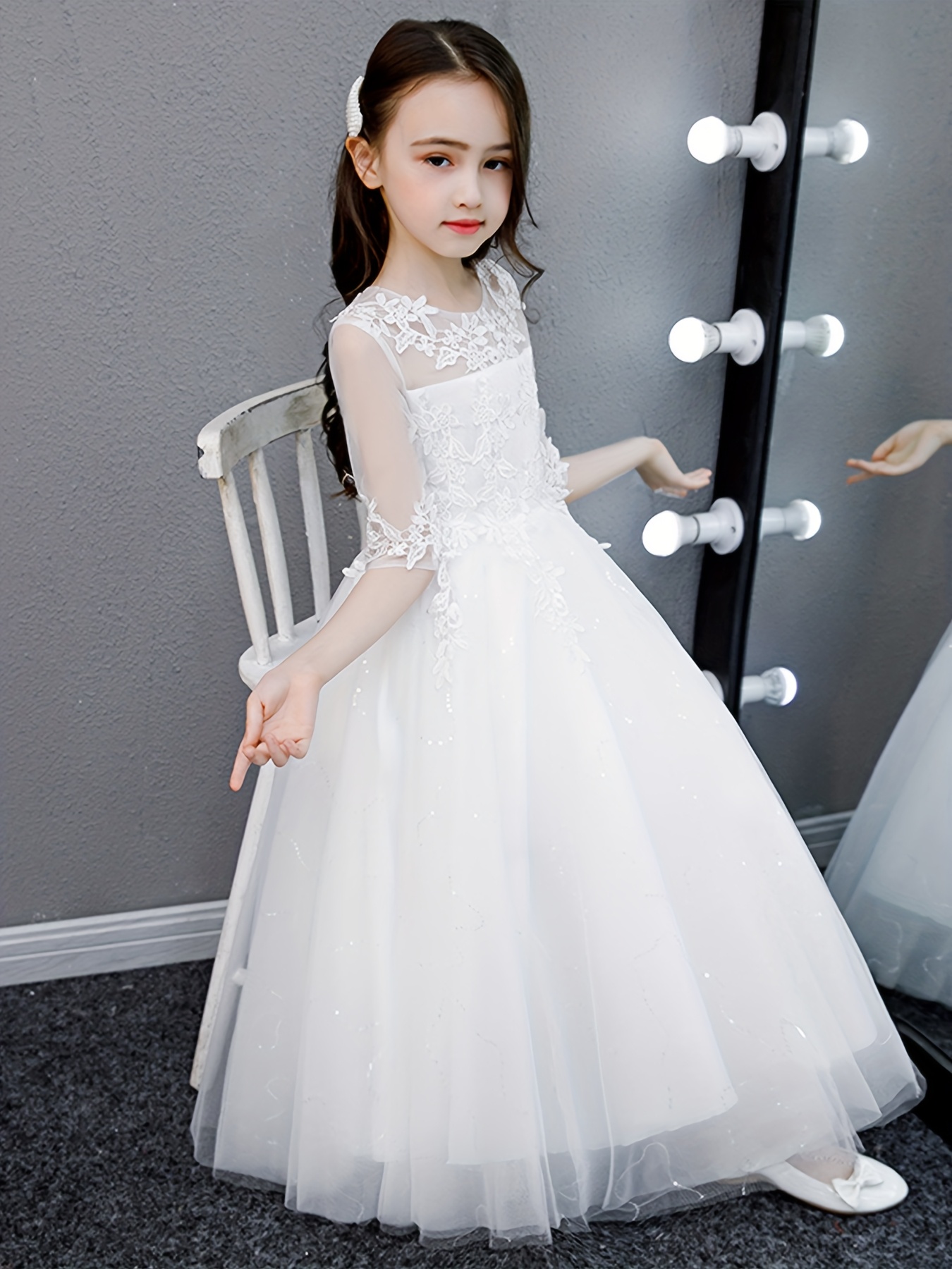 IWEMEK Vestido De Tul Para Niñas Grandes, Vestido De Encaje Para