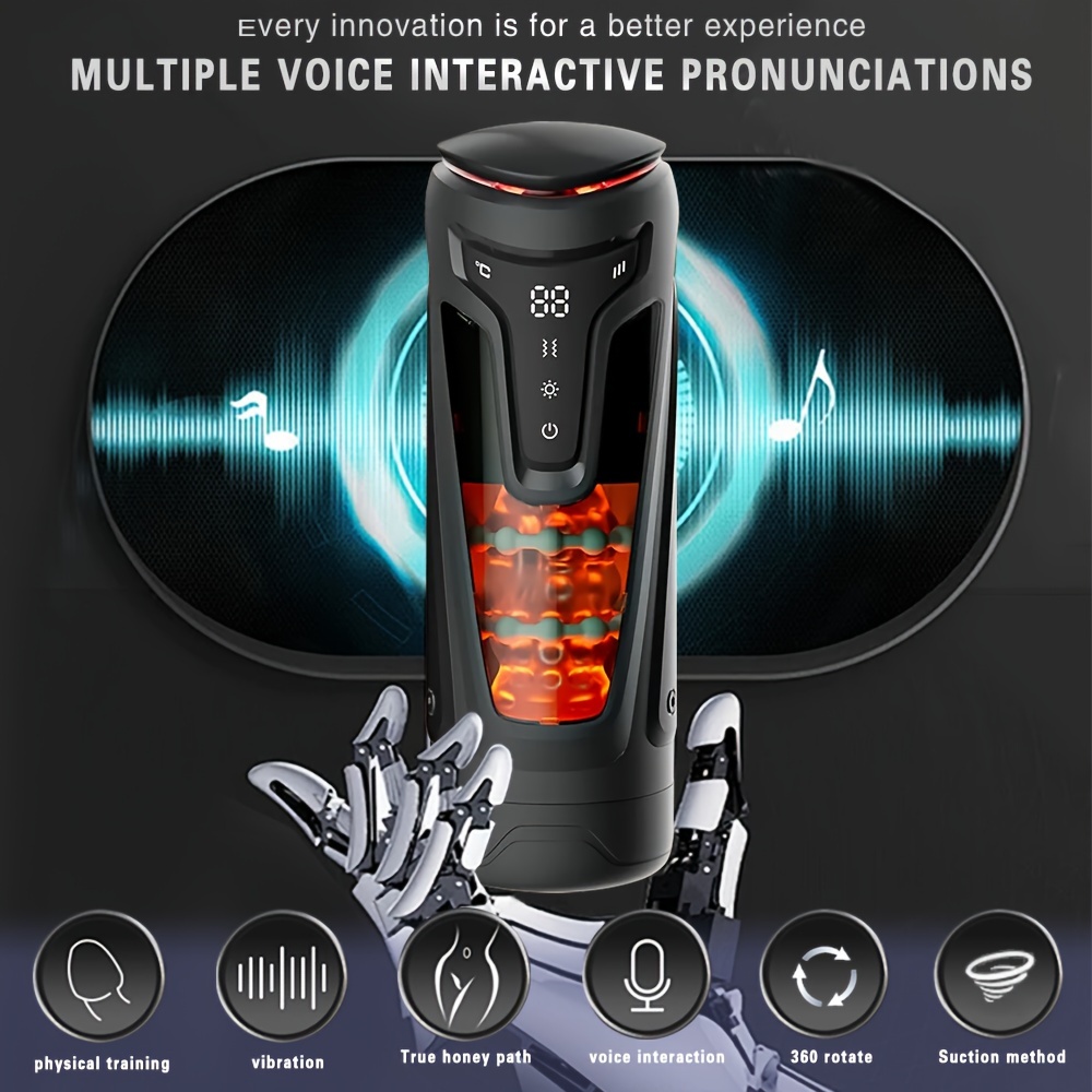 1 Valentine'S Day Male Gift, 9 Vibrations, 8 Modes, And 2 Heat Levels, Toy, Adult Toy, TPE Material, 3D Textured Tunnel, Adult Toys And Games, Hands-Free, Suitable for More Sizes, Rechargeable, Easy to Clean