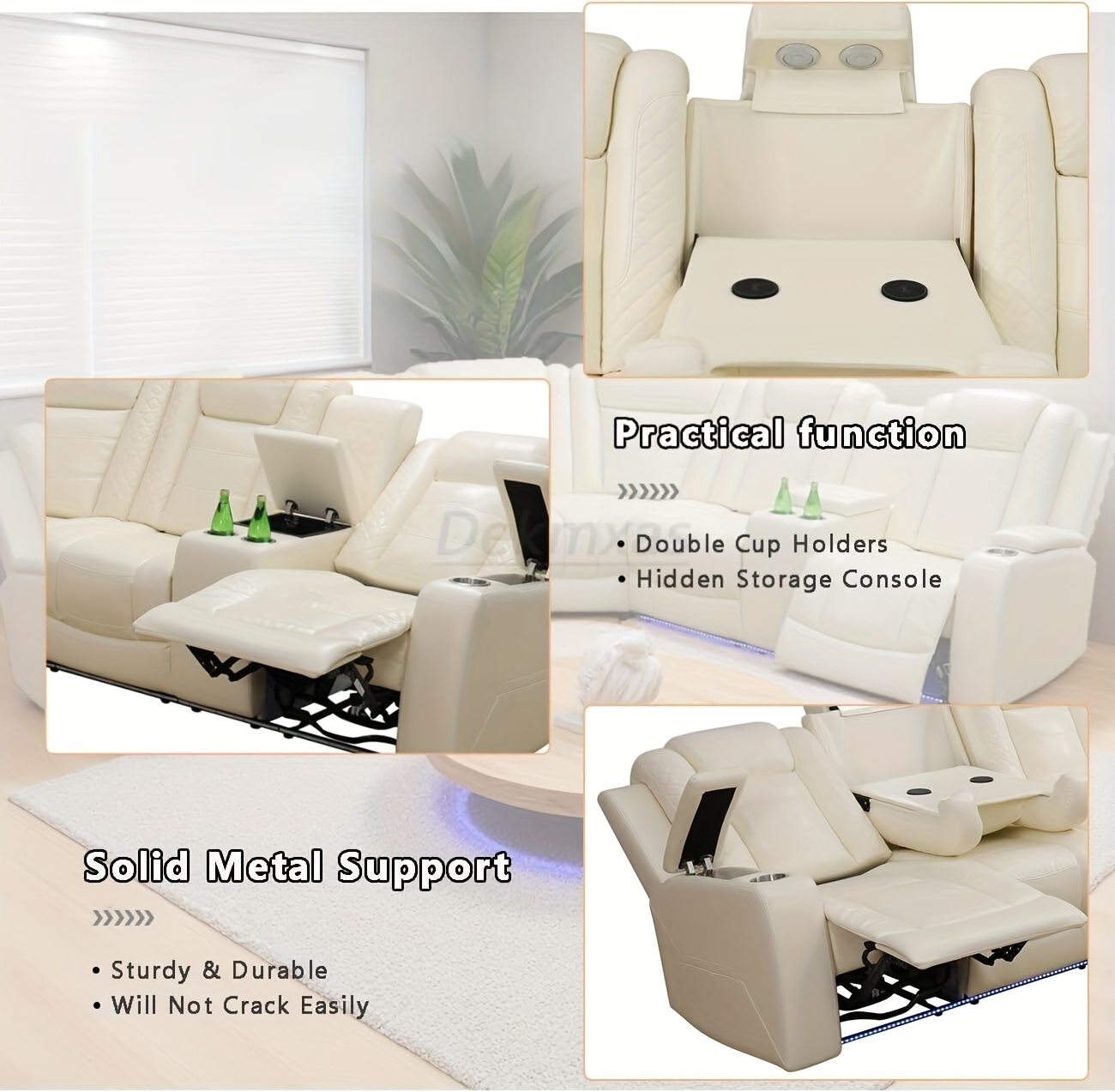 black beige breathable leather sofa living room multifunctional lounge chair sofa set suitable for living room villa apartment office   sofa bed multi person long sofa lazy sofa set with hidden storage function Product details 3