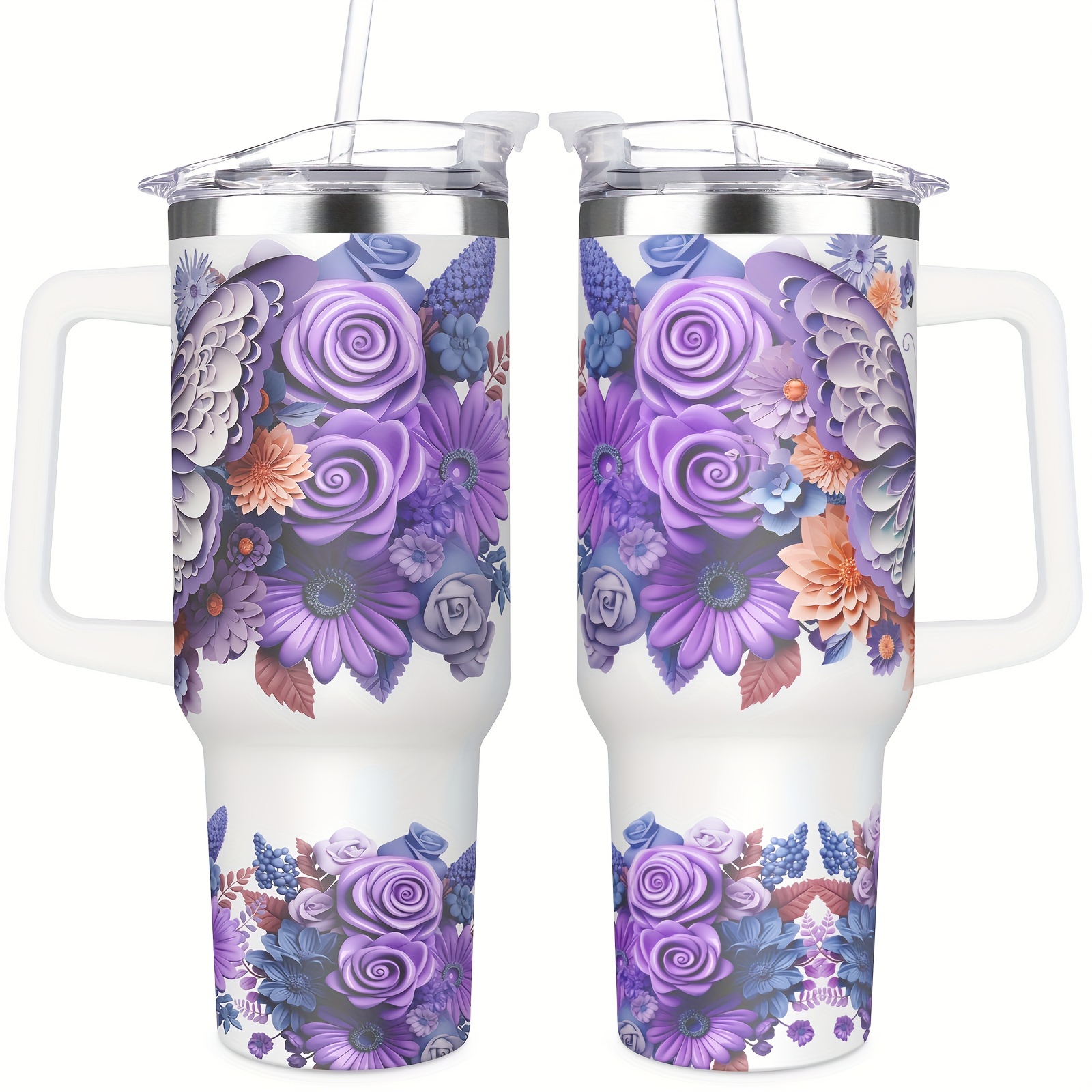 Butterfly Tumbler Tumbler Handle Straw Lid Leak Proof - Temu