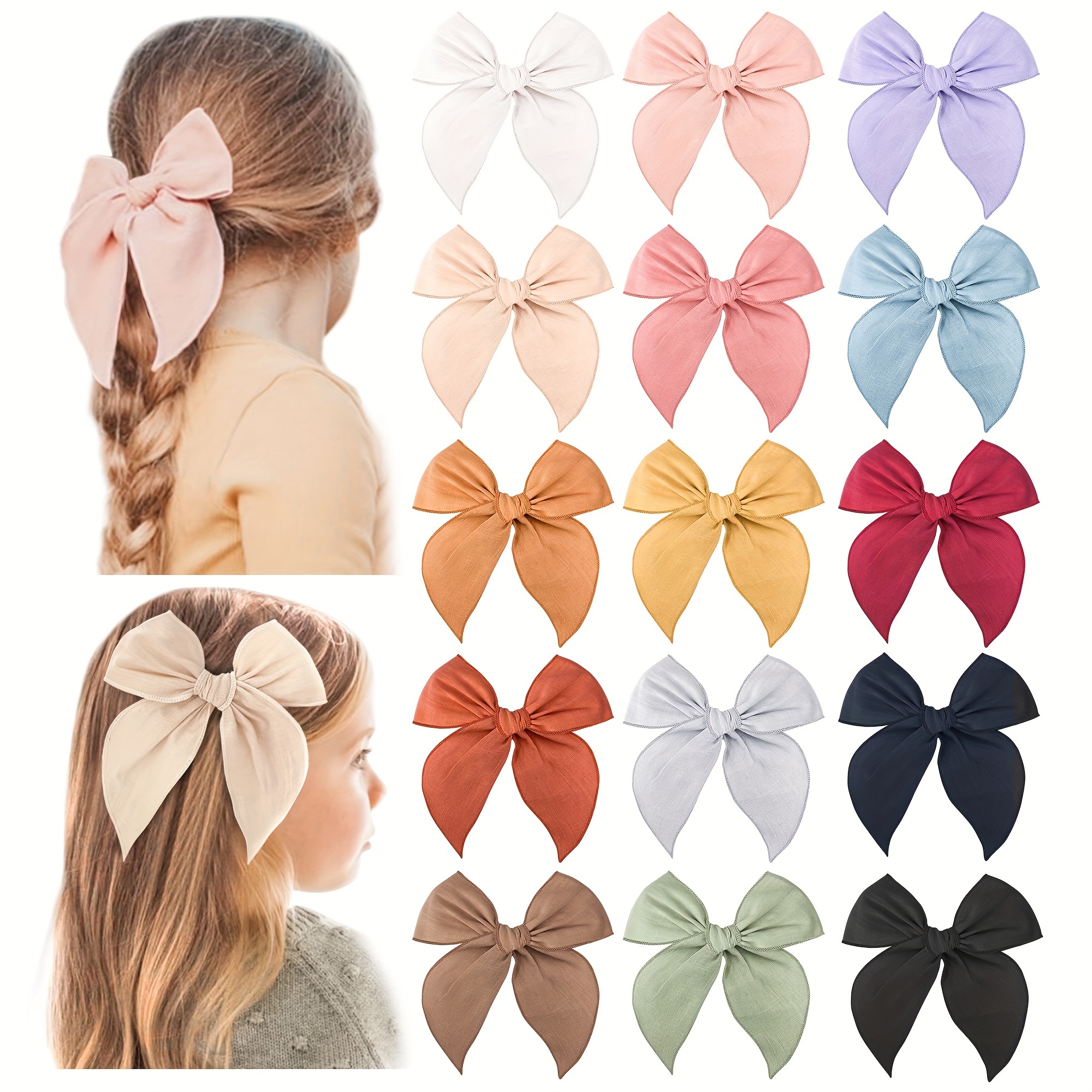 

Darbiny 15pcs Cute Polyester Hair Clips For Girls, Large Bow Tails, Iron Accessories For Outdoor Spring/summer