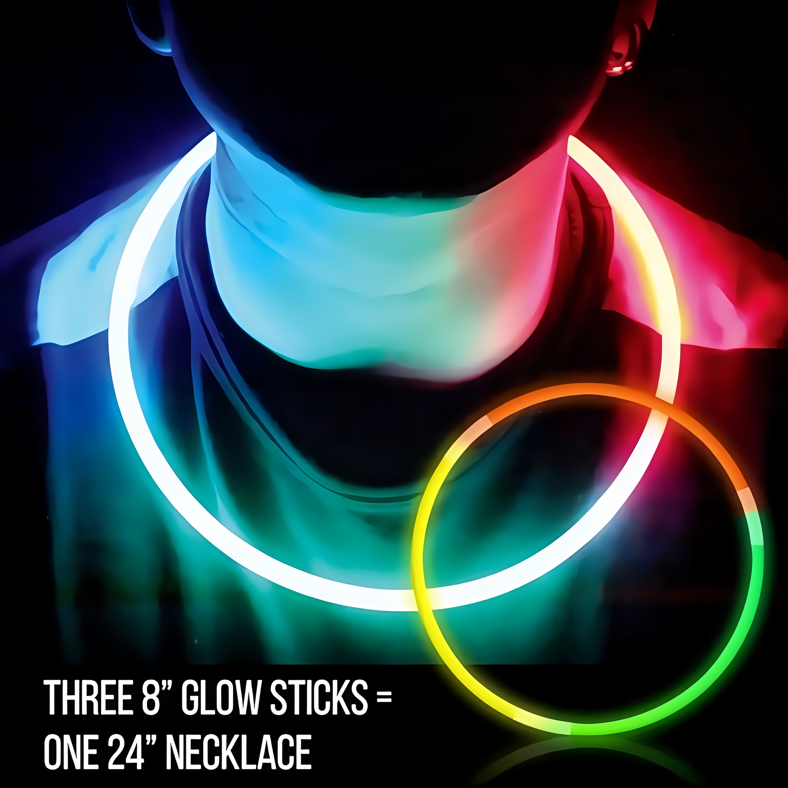 115 stick party supplies kit with neon glow in the dark glasses necklaces bracelets hour 8 vibrant colors purple red yellow white plastic polyethylene for halloween birthdays concerts no batteries electricity required Product details 4