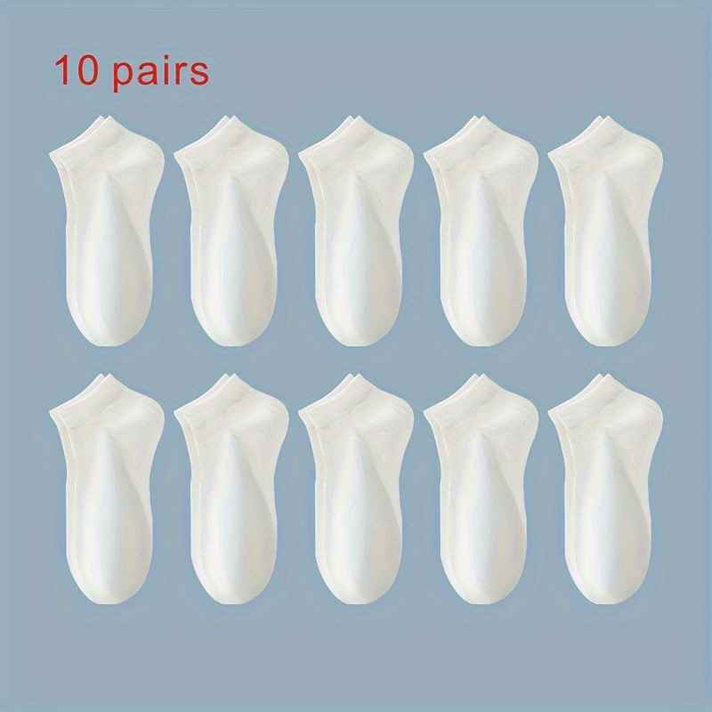 

10 Pairs Minimalist Solid Color Ankle Socks, Comfy & Breathable Short Socks, Women's Stockings & Hosiery