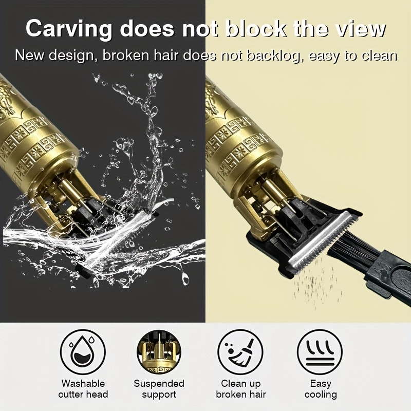 Retro Carved Electric Hair Clipper, Body Hair Trimmer, Compact And Portable Design, Shaver with USB Charging Cable, Suitable for Travel.