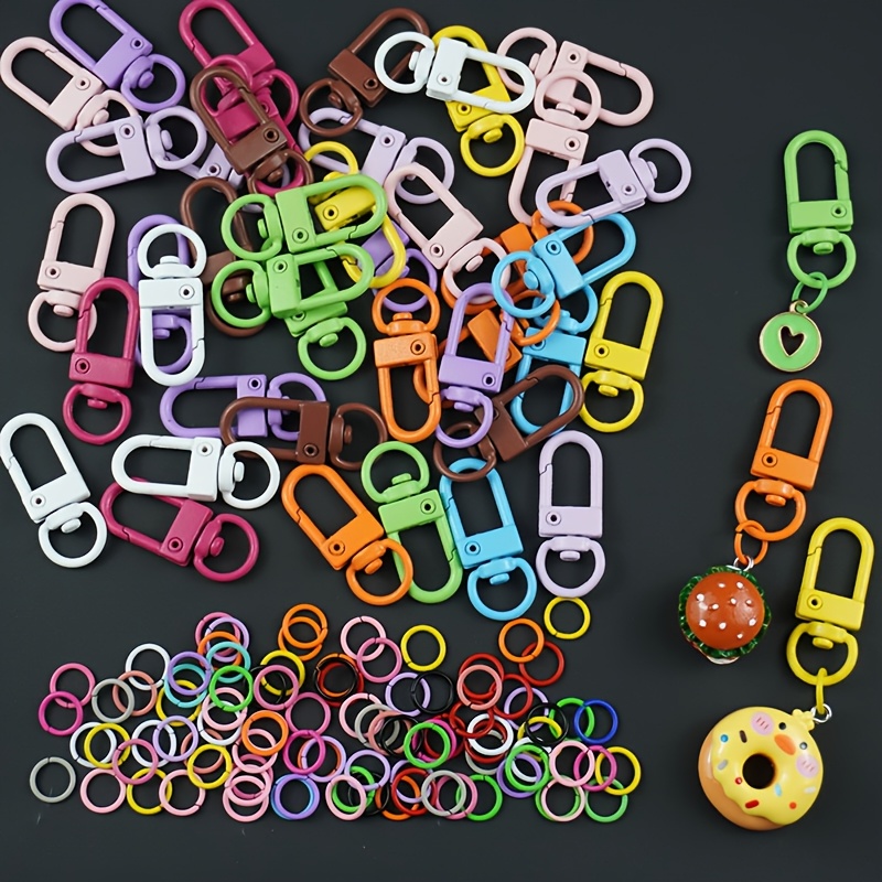 

110pcs Colorful Diy Keychain Kit, Iron Jewelry Making Accessories With Door Clasps, Pendant Rings & Link Connectors, Craft Supplies For Custom Keychains